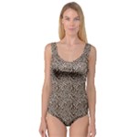 Brown Beige Snake Pattern Princess Tank Leotard 