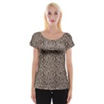 Brown Beige Snake Pattern Cap Sleeve Top