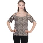 Brown Beige Snake Pattern Cutout Shoulder T-Shirt