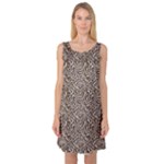 Brown Beige Snake Pattern Sleeveless Satin Nightdress