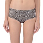 Brown Beige Snake Pattern Mid-Waist Bikini Bottoms