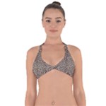 Brown Beige Snake Pattern Halter Neck Bikini Top