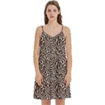 Brown Beige Snake Pattern Mini Camis Dress With Pockets