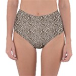 Brown Beige Snake Pattern Reversible High-Waist Bikini Bottoms