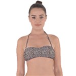 Brown Beige Snake Pattern Tie Back Bikini Top