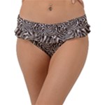 Brown Beige Snake Pattern Frill Bikini Bottoms
