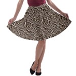 Brown Beige Snake Pattern A-line Skater Skirt