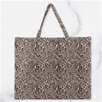 Brown Beige Snake Pattern Zipper Large Tote Bag