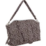 Brown Beige Snake Pattern Canvas Crossbody Bag