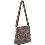 Brown Beige Snake Pattern Zipper Messenger Bag