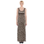 Brown Beige Snake Pattern Thigh Split Maxi Dress