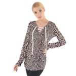 Brown Beige Snake Pattern Tie Up T-Shirt