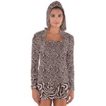 Brown Beige Snake Pattern Long Sleeve Hooded T-shirt