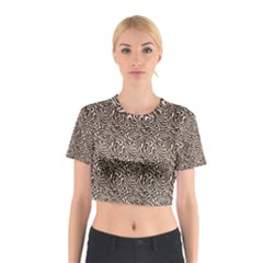 Brown Beige Snake Pattern Cotton Crop Top from ArtsNow.com
