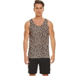 Brown Beige Snake Pattern Men s Wide Collar Tank Top