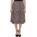 Brown Beige Snake Pattern Classic Midi Skirt