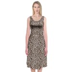 Brown Beige Snake Pattern Midi Sleeveless Dress