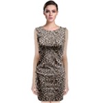 Brown Beige Snake Pattern Classic Sleeveless Midi Dress