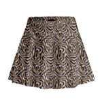 Brown Beige Snake Pattern Mini Flare Skirt