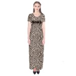 Brown Beige Snake Pattern Short Sleeve Maxi Dress