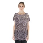 Brown Beige Snake Pattern Skirt Hem Sports Top