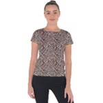 Brown Beige Snake Pattern Short Sleeve Sports Top 