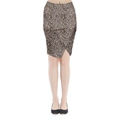 Brown Beige Snake Pattern Midi Wrap Pencil Skirt from ArtsNow.com