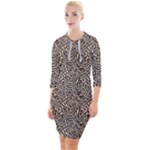 Brown Beige Snake Pattern Quarter Sleeve Hood Bodycon Dress