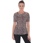 Brown Beige Snake Pattern Shoulder Cut Out Short Sleeve Top