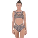 Brown Beige Snake Pattern Bandaged Up Bikini Set 