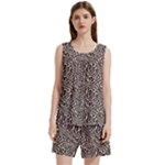 Brown Beige Snake Pattern Sleeveless Cozy Lounge Set 