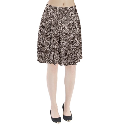 Brown Beige Snake Pattern Pleated Skirt from ArtsNow.com