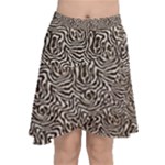 Brown Beige Snake Pattern Chiffon Wrap Front Skirt