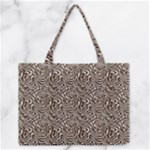 Brown Beige Snake Pattern Zipper Medium Tote Bag