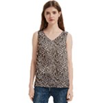 Brown Beige Snake Pattern Women s V-Neck Sleeveless Satin Top