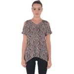 Brown Beige Snake Pattern Cut Out Side Drop T-Shirt