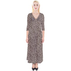 Quarter Sleeve Wrap Maxi Dress 