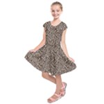 Brown Beige Snake Pattern Kids  Short Sleeve Dress