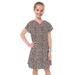 Brown Beige Snake Pattern Kids  Drop Waist Dress