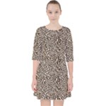 Brown Beige Snake Pattern Quarter Sleeve Pocket Dress