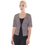 Brown Beige Snake Pattern Cropped Button Cardigan
