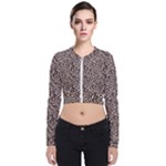 Brown Beige Snake Pattern Long Sleeve Zip Up Bomber Jacket