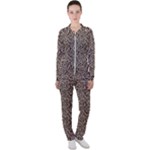 Brown Beige Snake Pattern Casual Jacket and Pants Set
