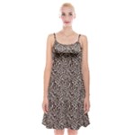 Brown Beige Snake Pattern Spaghetti Strap Velvet Dress