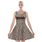 Brown Beige Snake Pattern Velvet Skater Dress