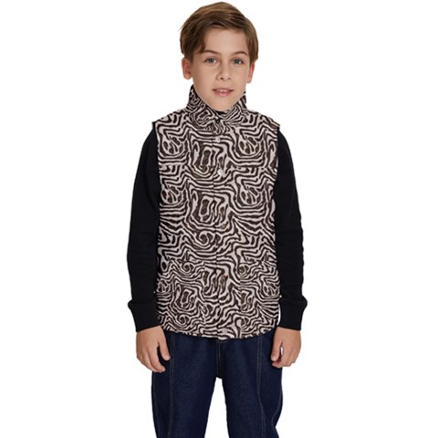 Brown Beige Snake Pattern Kid s Button Up Puffer Vest from ArtsNow.com