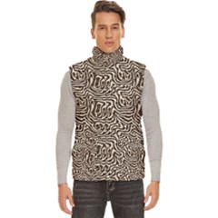 Brown Beige Snake Pattern Men s High Neck Button Up Puffer Vest from ArtsNow.com
