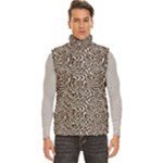 Brown Beige Snake Pattern Men s High Neck Button Up Puffer Vest