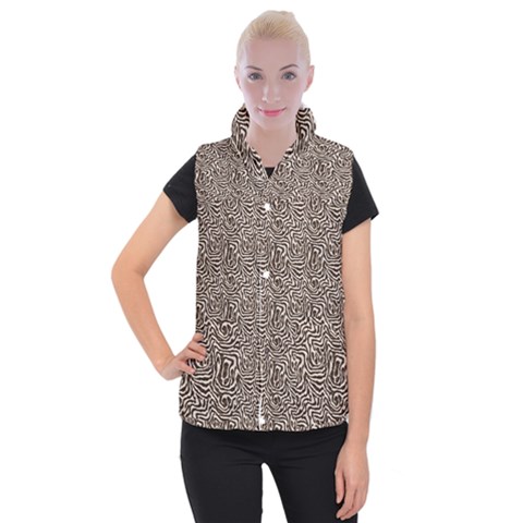 Brown Beige Snake Pattern Women s Button Up Vest from ArtsNow.com