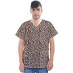 Brown Beige Snake Pattern Men s V-Neck Scrub Top